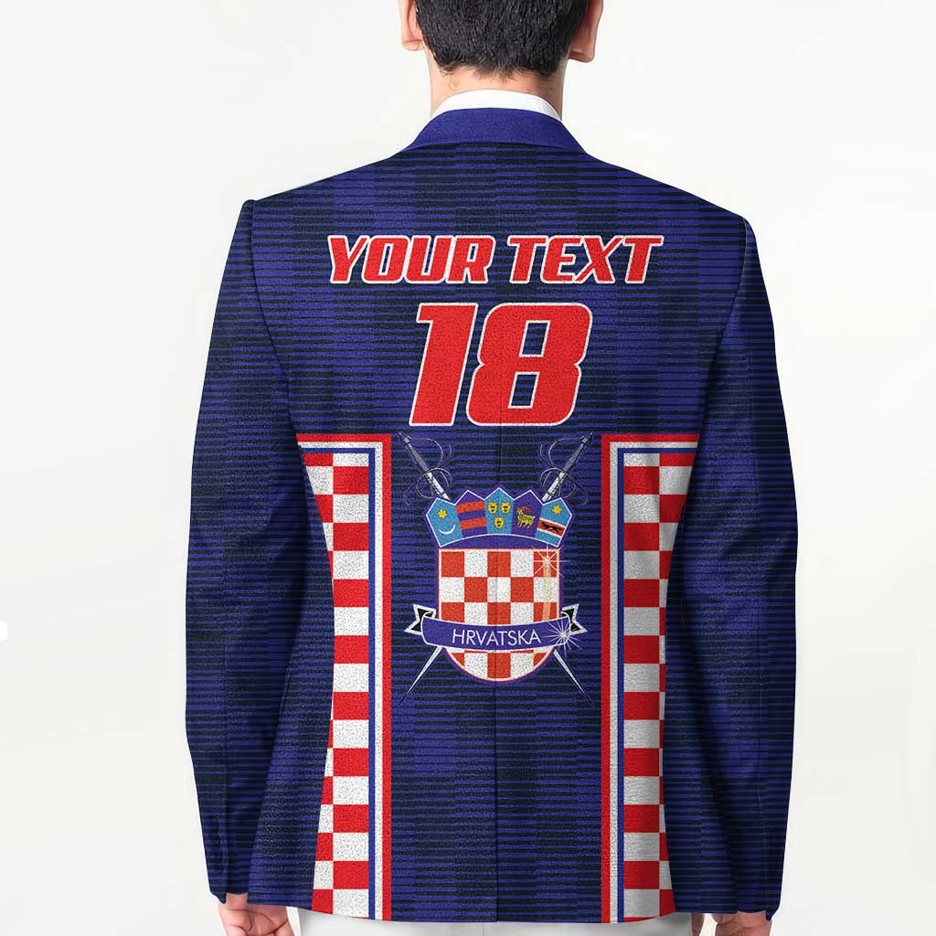 Custom Croatia Football Blazer Hrvatska Chessboard Heritage - Wonder Print Shop