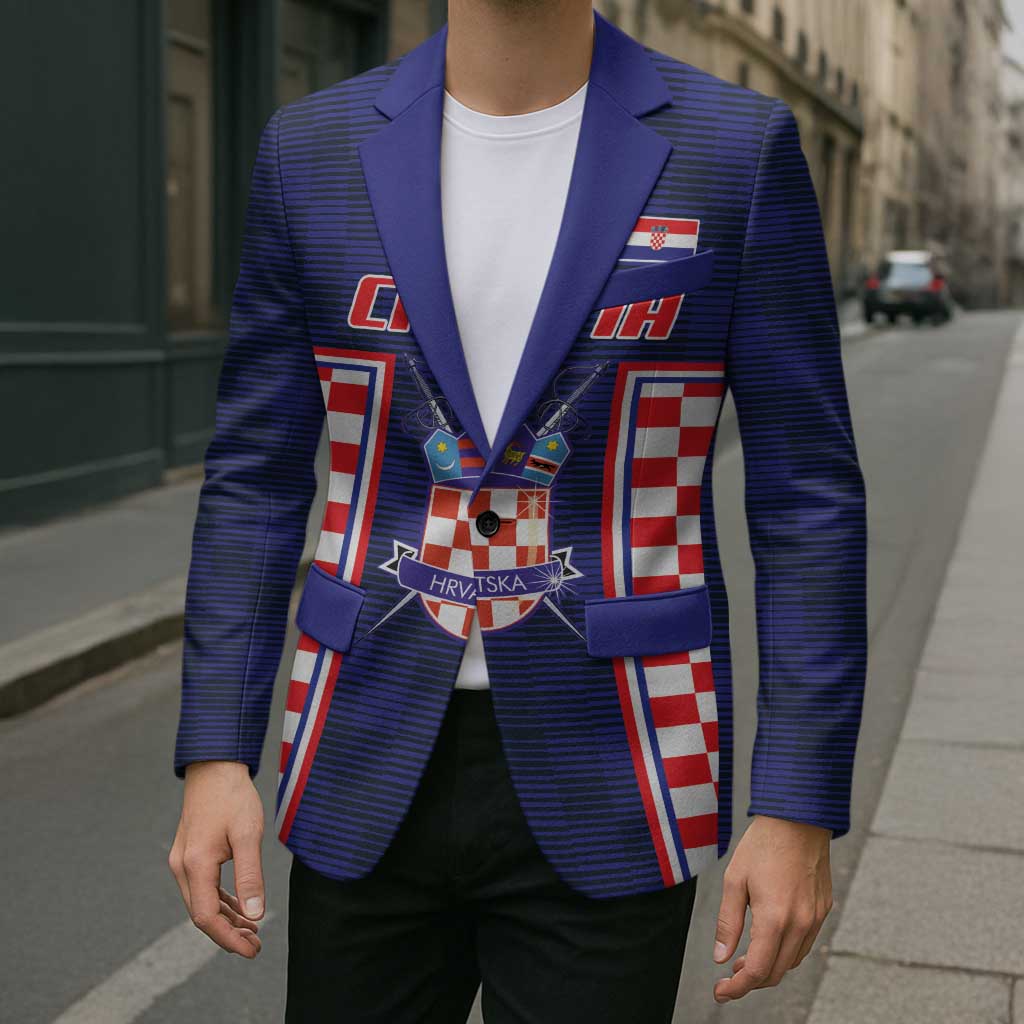 Custom Croatia Football Blazer Hrvatska Chessboard Heritage - Wonder Print Shop