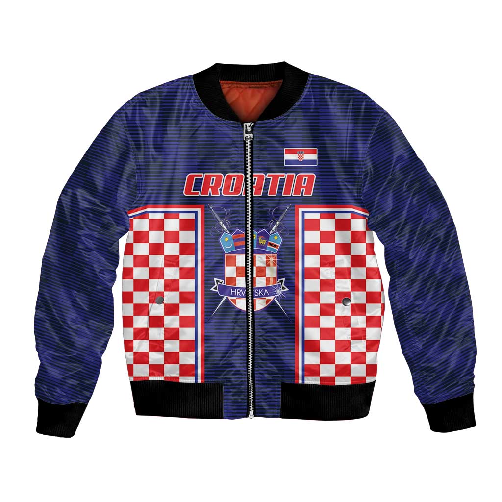 Custom Croatia Football Bomber Jacket Hrvatska Chessboard Heritage - Wonder Print Shop