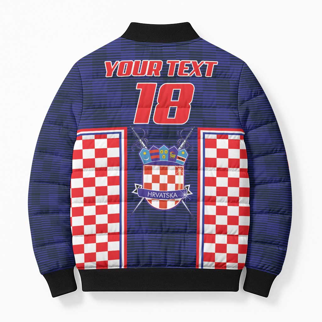 Custom Croatia Football Bomber Puffer Jacket Hrvatska Chessboard Heritage - Wonder Print Shop