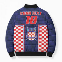 Custom Croatia Football Bomber Puffer Jacket Hrvatska Chessboard Heritage - Wonder Print Shop