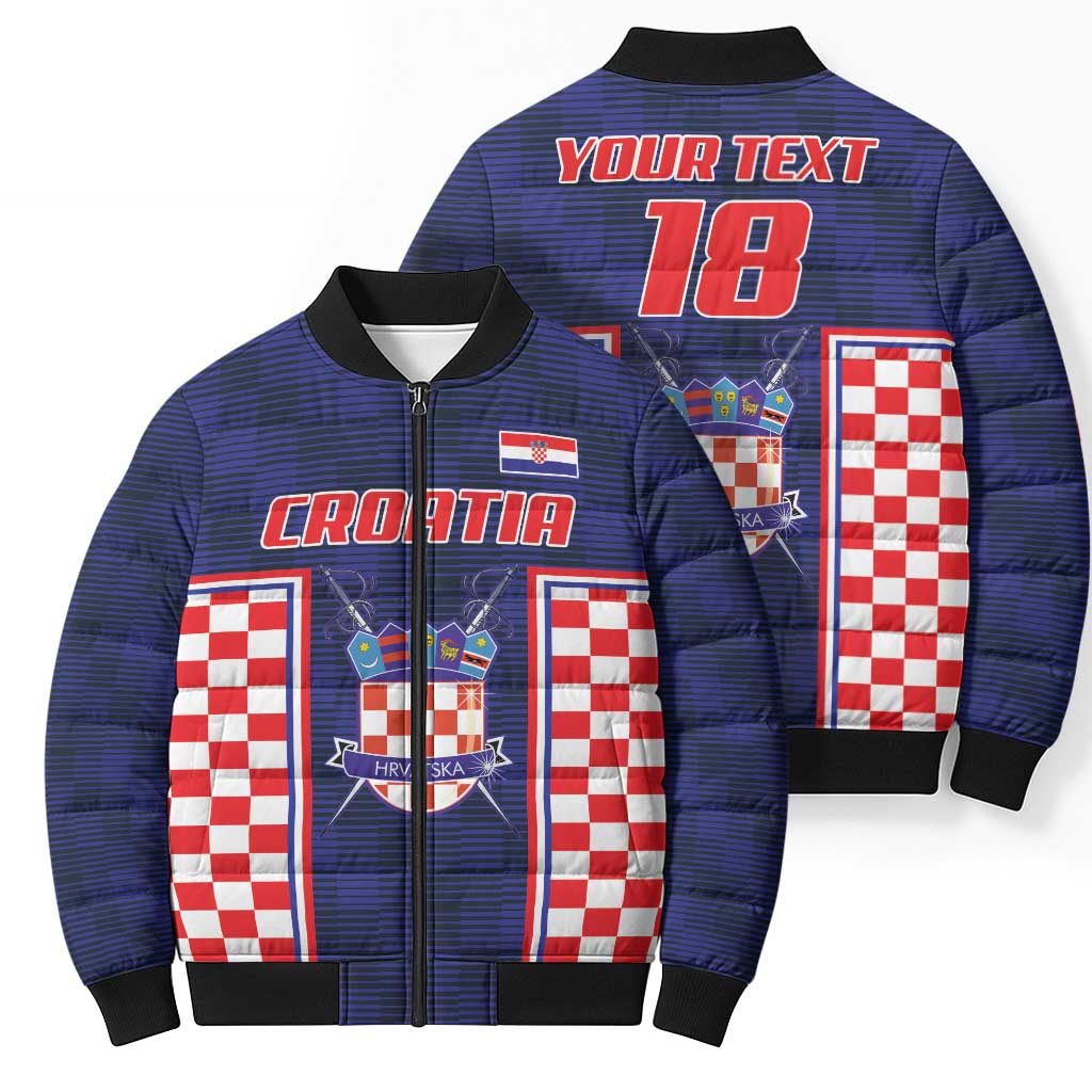 Custom Croatia Football Bomber Puffer Jacket Hrvatska Chessboard Heritage - Wonder Print Shop