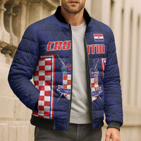 Custom Croatia Football Bomber Puffer Jacket Hrvatska Chessboard Heritage - Wonder Print Shop
