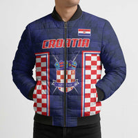 Custom Croatia Football Bomber Puffer Jacket Hrvatska Chessboard Heritage - Wonder Print Shop