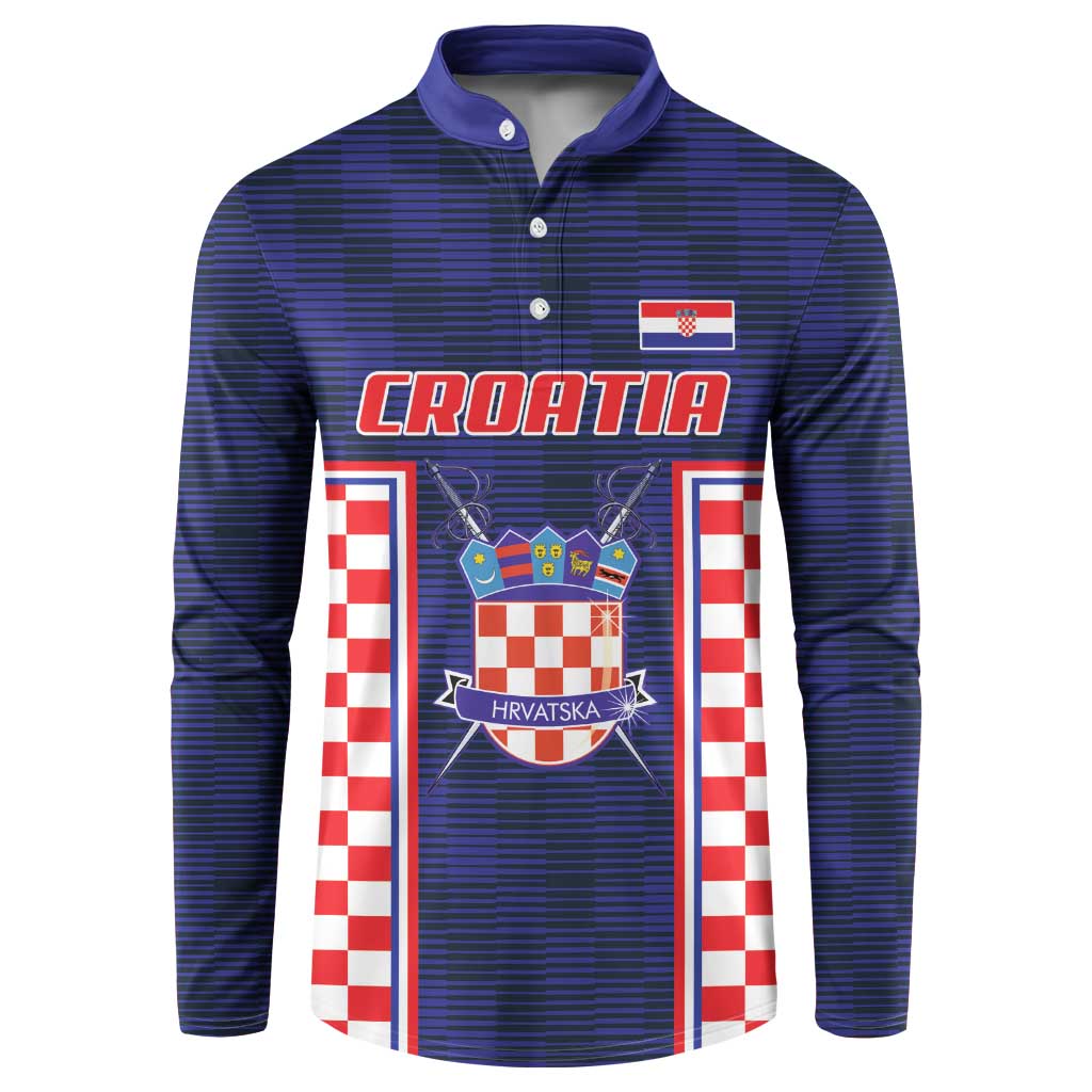 Custom Croatia Football Button Sweatshirt Hrvatska Chessboard Heritage - Wonder Print Shop