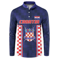 Custom Croatia Football Button Sweatshirt Hrvatska Chessboard Heritage - Wonder Print Shop