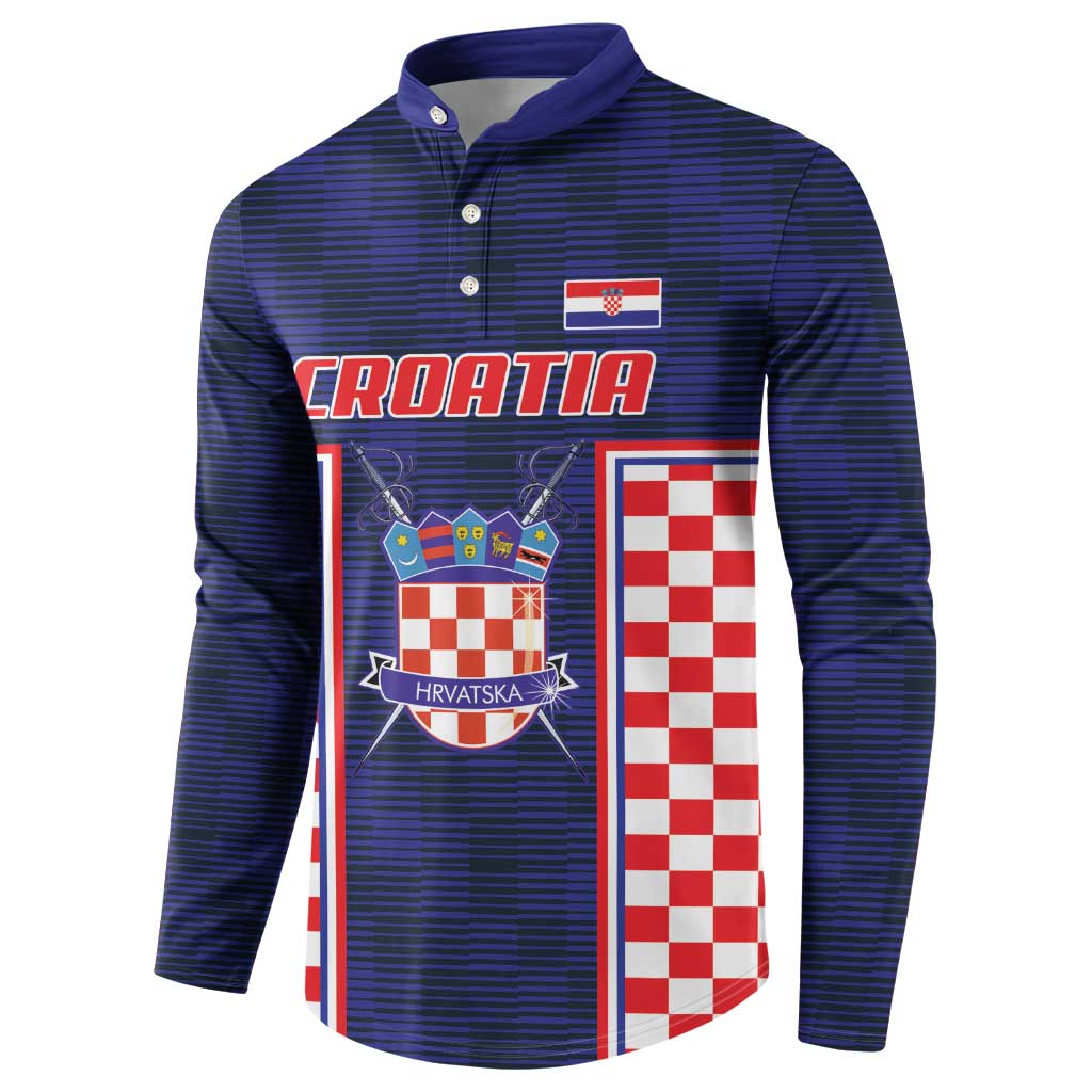 Custom Croatia Football Button Sweatshirt Hrvatska Chessboard Heritage - Wonder Print Shop