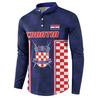 Custom Croatia Football Button Sweatshirt Hrvatska Chessboard Heritage - Wonder Print Shop