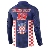 Custom Croatia Football Button Sweatshirt Hrvatska Chessboard Heritage - Wonder Print Shop