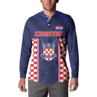 Custom Croatia Football Button Sweatshirt Hrvatska Chessboard Heritage - Wonder Print Shop