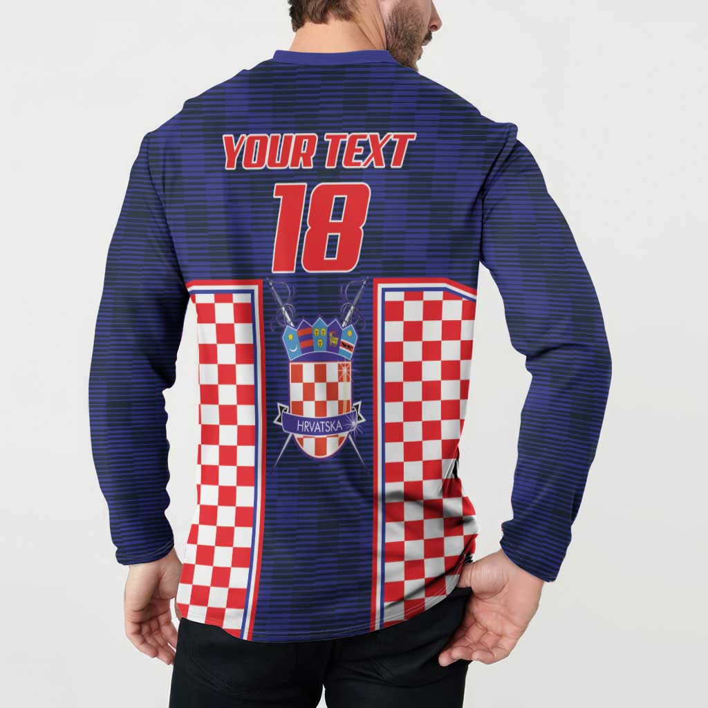 Custom Croatia Football Button Sweatshirt Hrvatska Chessboard Heritage - Wonder Print Shop