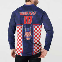 Custom Croatia Football Button Sweatshirt Hrvatska Chessboard Heritage - Wonder Print Shop