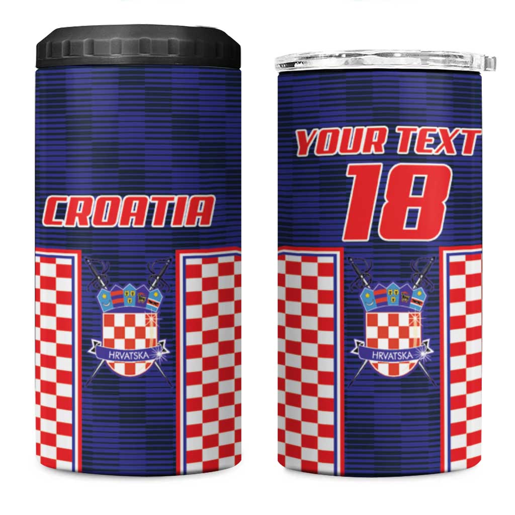 Custom Croatia Football 4 in 1 Can Cooler Tumbler Hrvatska Chessboard Heritage - Wonder Print Shop