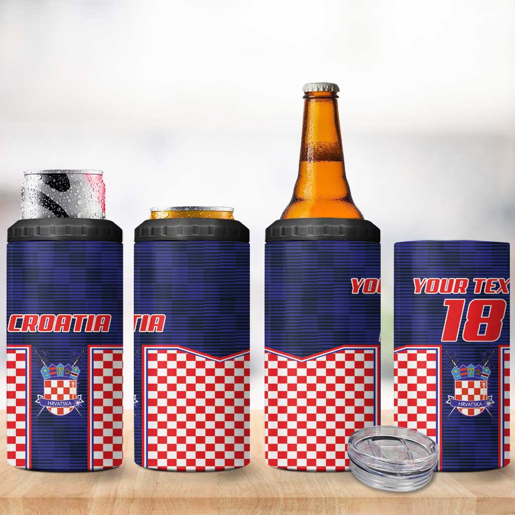 Custom Croatia Football 4 in 1 Can Cooler Tumbler Hrvatska Chessboard Heritage - Wonder Print Shop