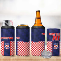 Custom Croatia Football 4 in 1 Can Cooler Tumbler Hrvatska Chessboard Heritage - Wonder Print Shop