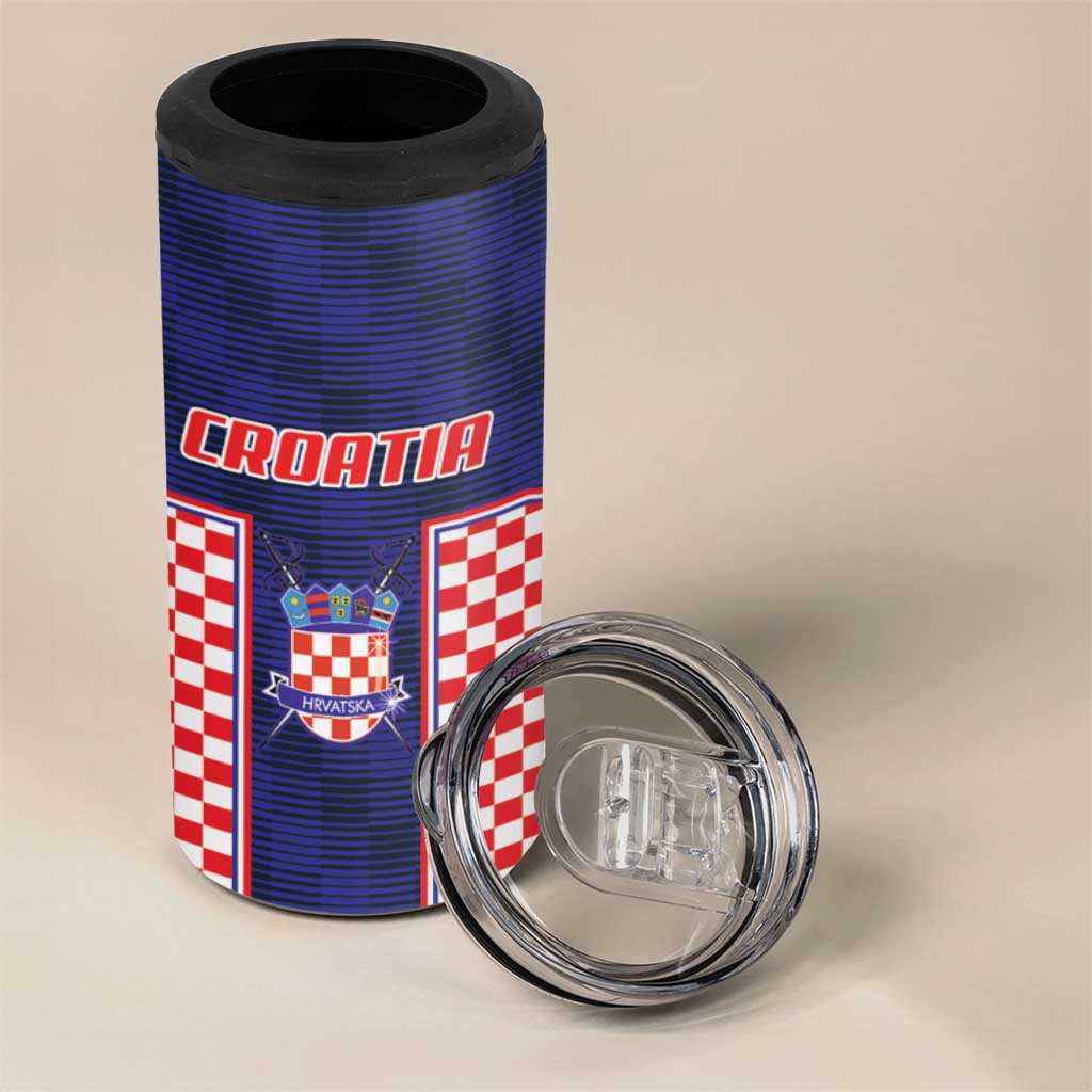 Custom Croatia Football 4 in 1 Can Cooler Tumbler Hrvatska Chessboard Heritage - Wonder Print Shop