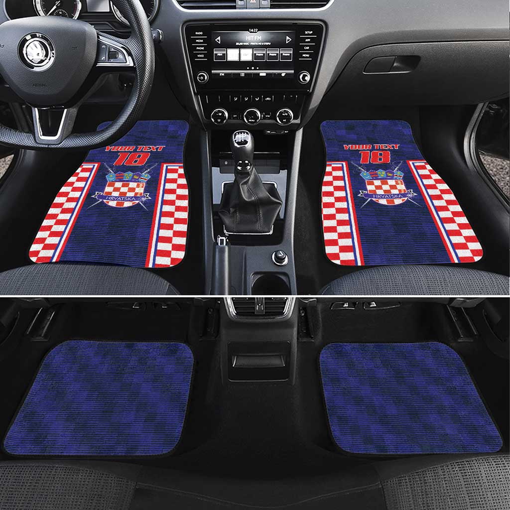 Custom Croatia Football Car Mats Hrvatska Chessboard Heritage - Wonder Print Shop