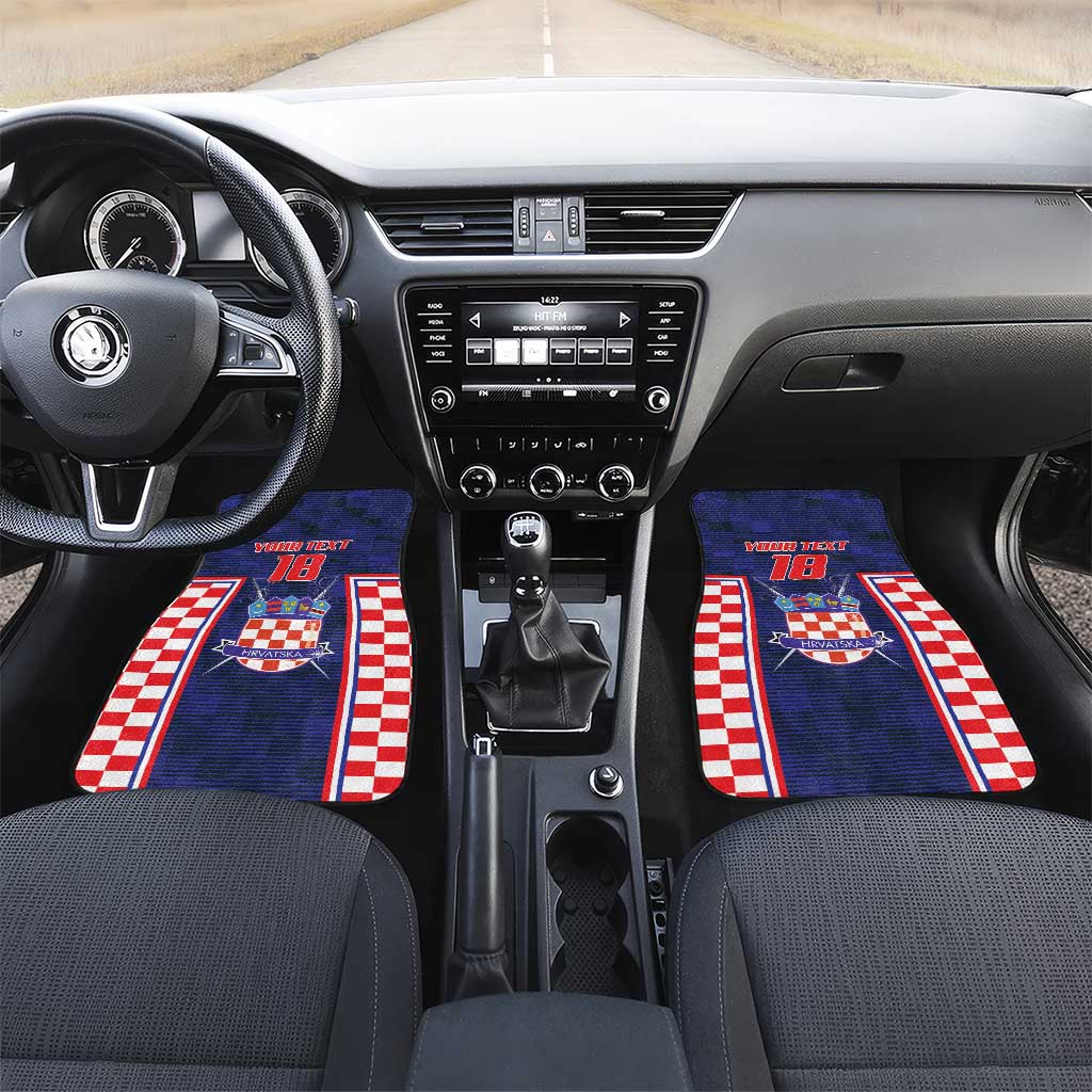 Custom Croatia Football Car Mats Hrvatska Chessboard Heritage - Wonder Print Shop