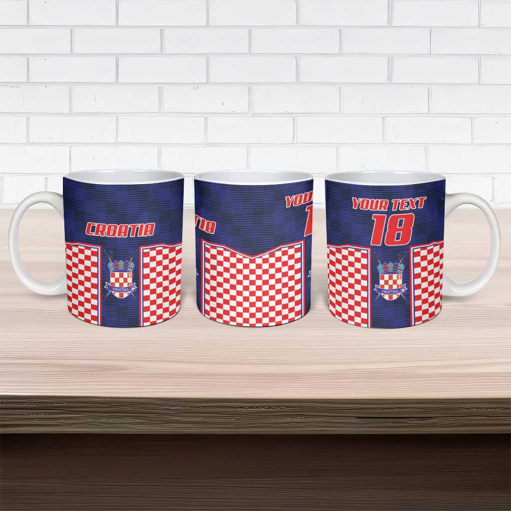 Custom Croatia Football Ceramic Mug Hrvatska Chessboard Heritage - Wonder Print Shop