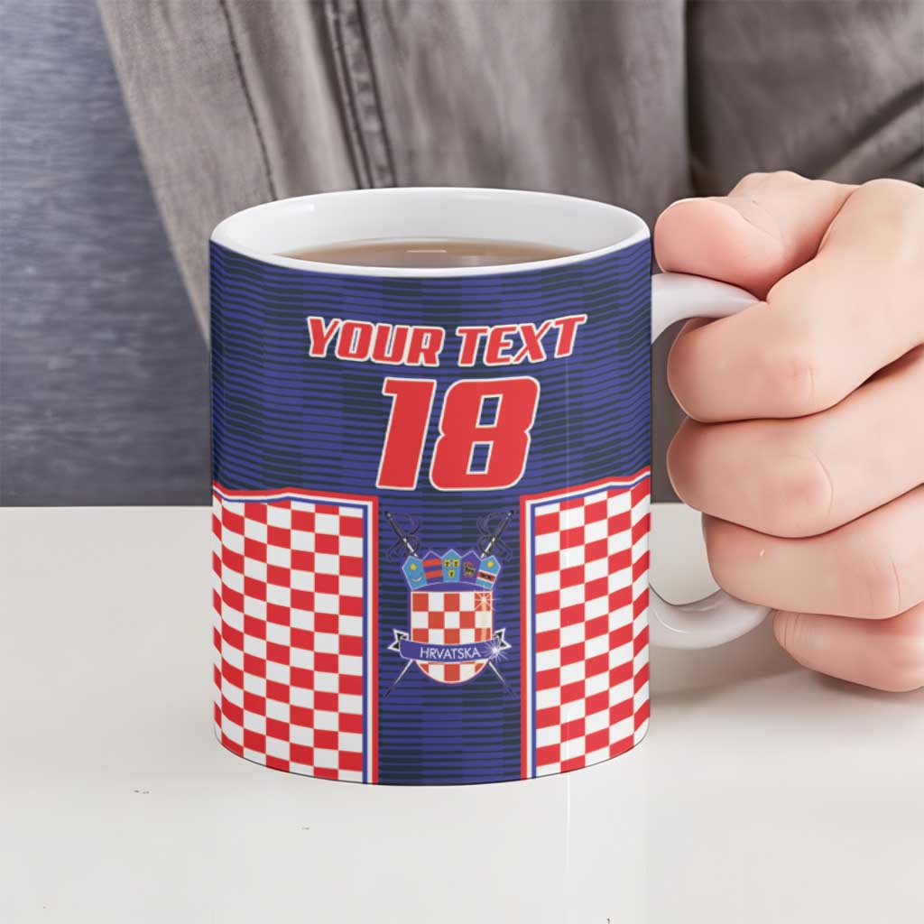 Custom Croatia Football Ceramic Mug Hrvatska Chessboard Heritage - Wonder Print Shop