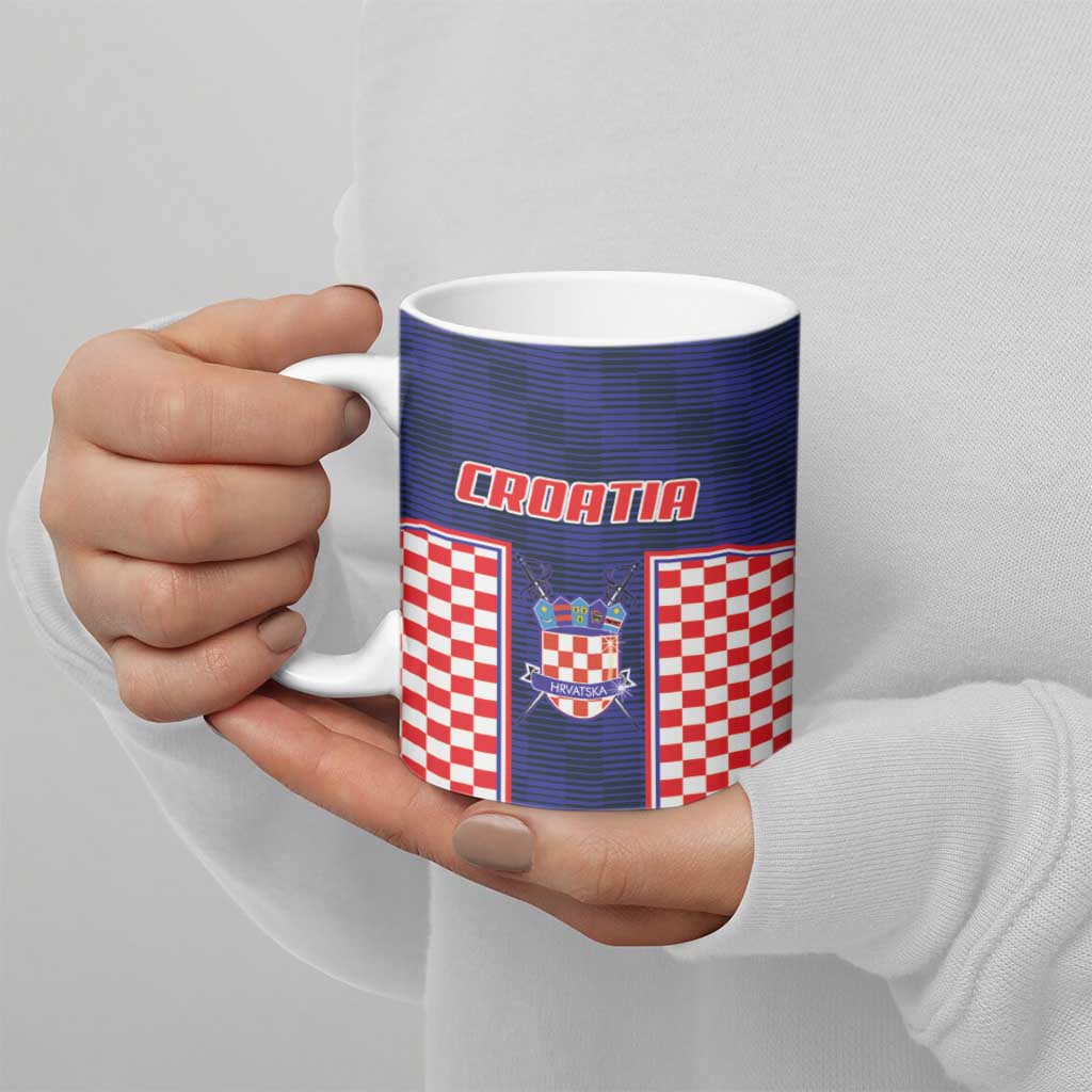 Custom Croatia Football Ceramic Mug Hrvatska Chessboard Heritage - Wonder Print Shop