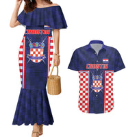 Custom Croatia Football Couples Matching Mermaid Dress and Hawaiian Shirt Hrvatska Chessboard Heritage - Wonder Print Shop
