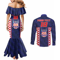 Custom Croatia Football Couples Matching Mermaid Dress and Long Sleeve Button Shirt Hrvatska Chessboard Heritage - Wonder Print Shop