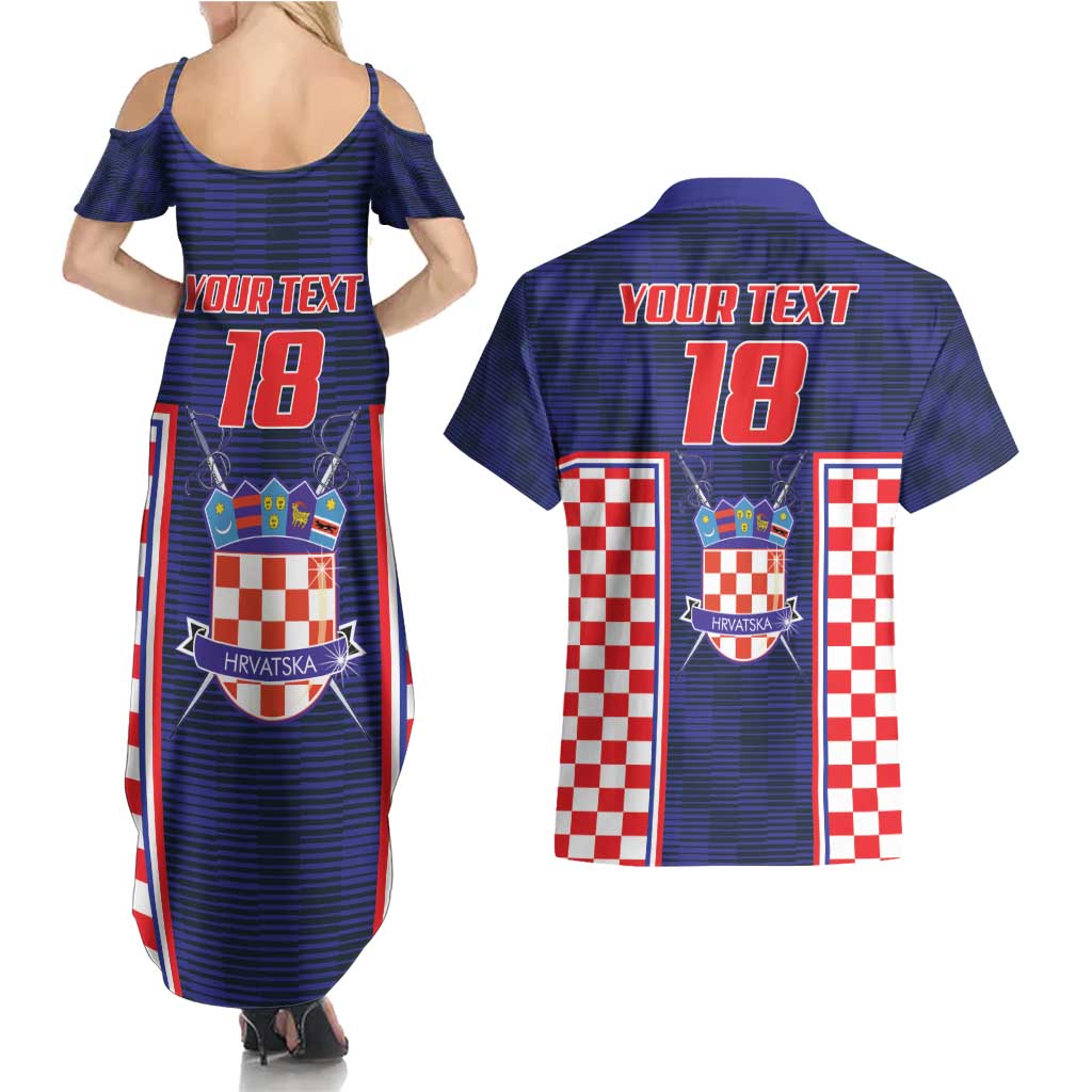 Custom Croatia Football Couples Matching Summer Maxi Dress and Hawaiian Shirt Hrvatska Chessboard Heritage - Wonder Print Shop