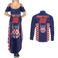 Custom Croatia Football Couples Matching Summer Maxi Dress and Long Sleeve Button Shirt Hrvatska Chessboard Heritage - Wonder Print Shop