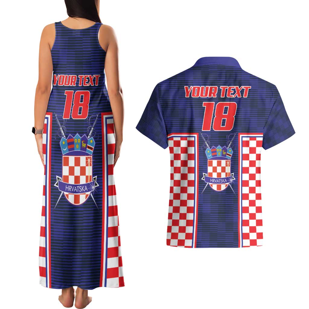 Custom Croatia Football Couples Matching Tank Maxi Dress and Hawaiian Shirt Hrvatska Chessboard Heritage - Wonder Print Shop