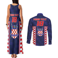 Custom Croatia Football Couples Matching Tank Maxi Dress and Long Sleeve Button Shirt Hrvatska Chessboard Heritage - Wonder Print Shop