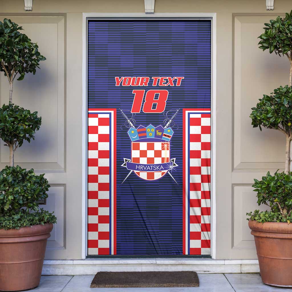 Custom Croatia Football Door Cover Hrvatska Chessboard Heritage - Wonder Print Shop