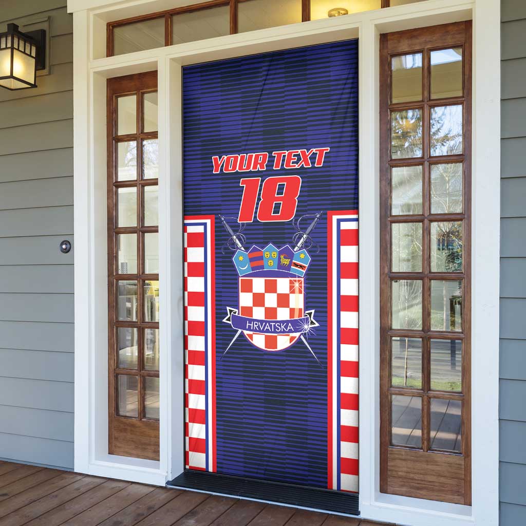Custom Croatia Football Door Cover Hrvatska Chessboard Heritage - Wonder Print Shop