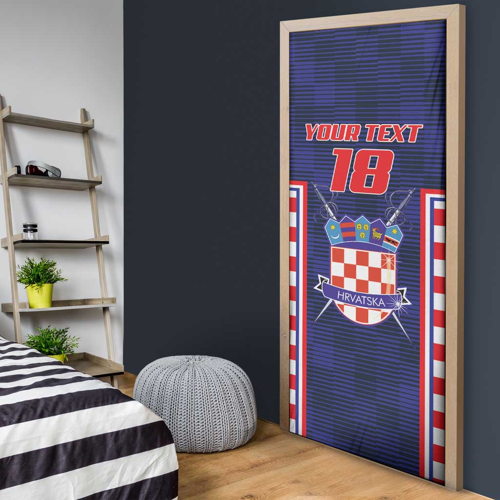 Custom Croatia Football Door Cover Hrvatska Chessboard Heritage - Wonder Print Shop