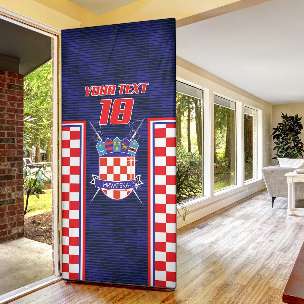 Custom Croatia Football Door Cover Hrvatska Chessboard Heritage - Wonder Print Shop