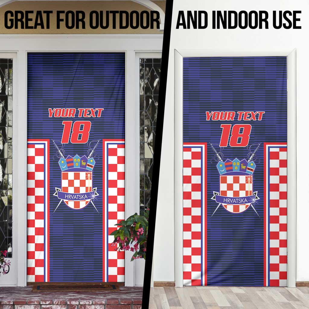 Custom Croatia Football Door Cover Hrvatska Chessboard Heritage - Wonder Print Shop