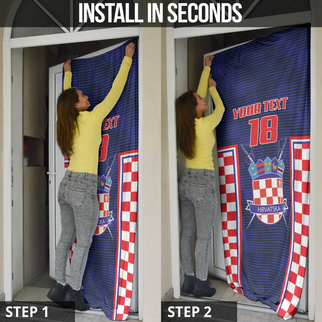 Custom Croatia Football Door Cover Hrvatska Chessboard Heritage - Wonder Print Shop