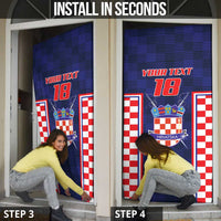 Custom Croatia Football Door Cover Hrvatska Chessboard Heritage - Wonder Print Shop