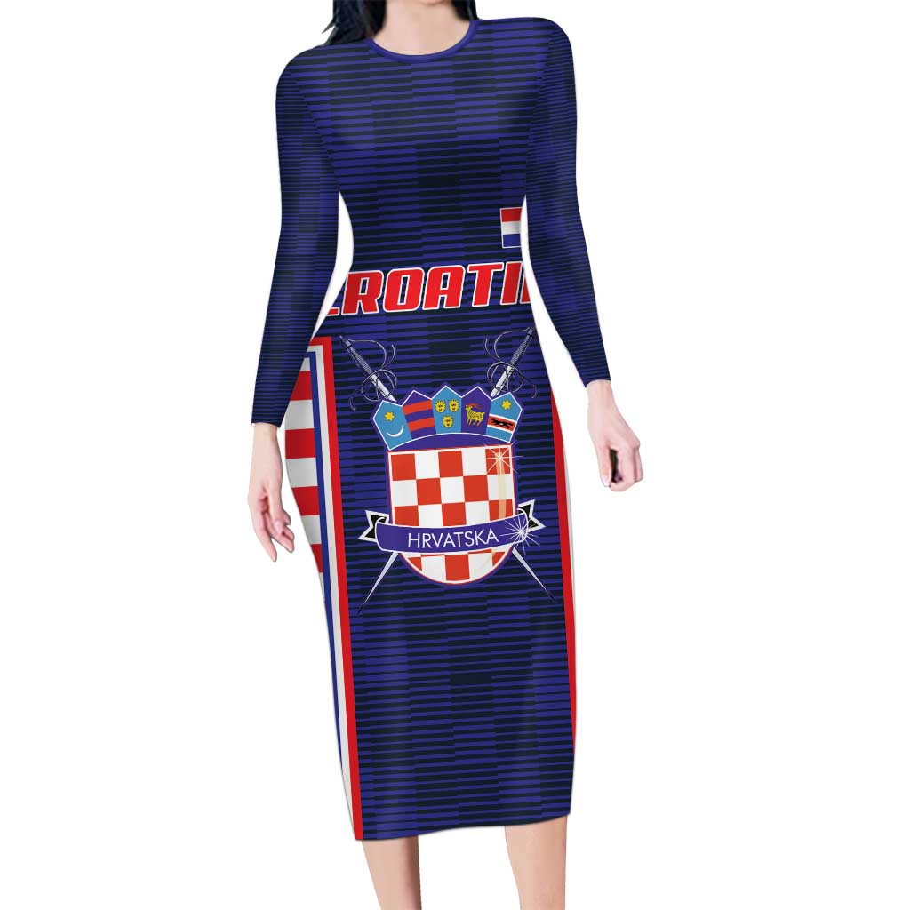 Custom Croatia Football Family Matching Long Sleeve Bodycon Dress and Hawaiian Shirt Hrvatska Chessboard Heritage - Wonder Print Shop