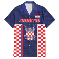 Custom Croatia Football Family Matching Off The Shoulder Long Sleeve Dress and Hawaiian Shirt Hrvatska Chessboard Heritage - Wonder Print Shop