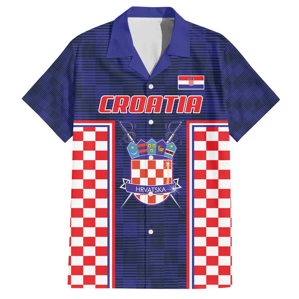 Custom Croatia Football Family Matching Off Shoulder Short Dress and Hawaiian Shirt Hrvatska Chessboard Heritage - Wonder Print Shop