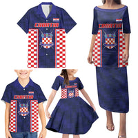 Custom Croatia Football Family Matching Puletasi and Hawaiian Shirt Hrvatska Chessboard Heritage - Wonder Print Shop
