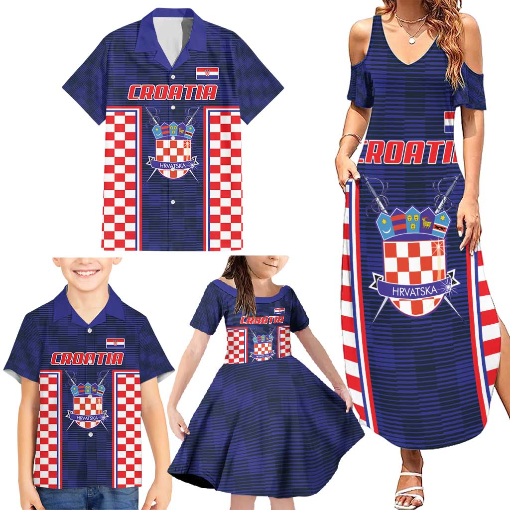 Custom Croatia Football Family Matching Summer Maxi Dress and Hawaiian Shirt Hrvatska Chessboard Heritage - Wonder Print Shop