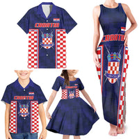 Custom Croatia Football Family Matching Tank Maxi Dress and Hawaiian Shirt Hrvatska Chessboard Heritage - Wonder Print Shop