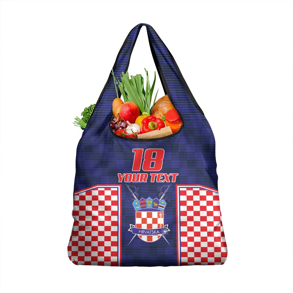 Custom Croatia Football Grocery Bag Hrvatska Chessboard Heritage - Wonder Print Shop