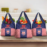 Custom Croatia Football Grocery Bag Hrvatska Chessboard Heritage - Wonder Print Shop