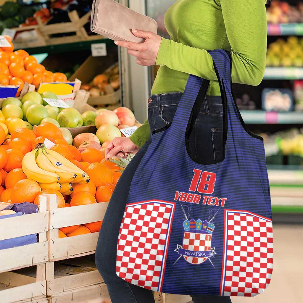 Custom Croatia Football Grocery Bag Hrvatska Chessboard Heritage - Wonder Print Shop