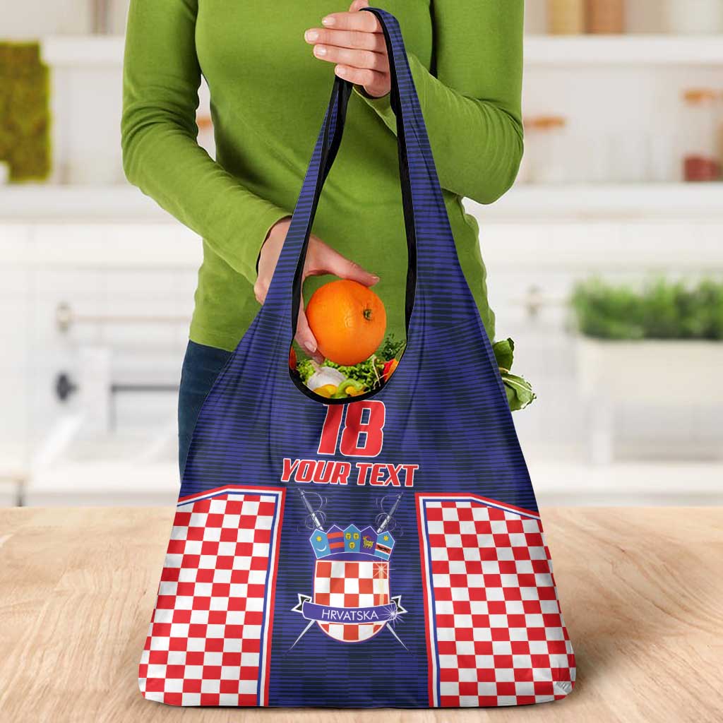 Custom Croatia Football Grocery Bag Hrvatska Chessboard Heritage - Wonder Print Shop