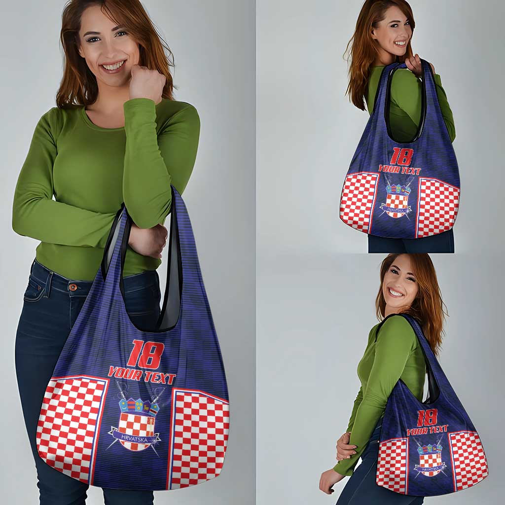 Custom Croatia Football Grocery Bag Hrvatska Chessboard Heritage - Wonder Print Shop