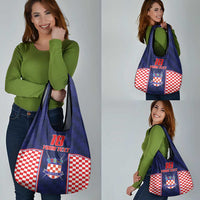 Custom Croatia Football Grocery Bag Hrvatska Chessboard Heritage - Wonder Print Shop